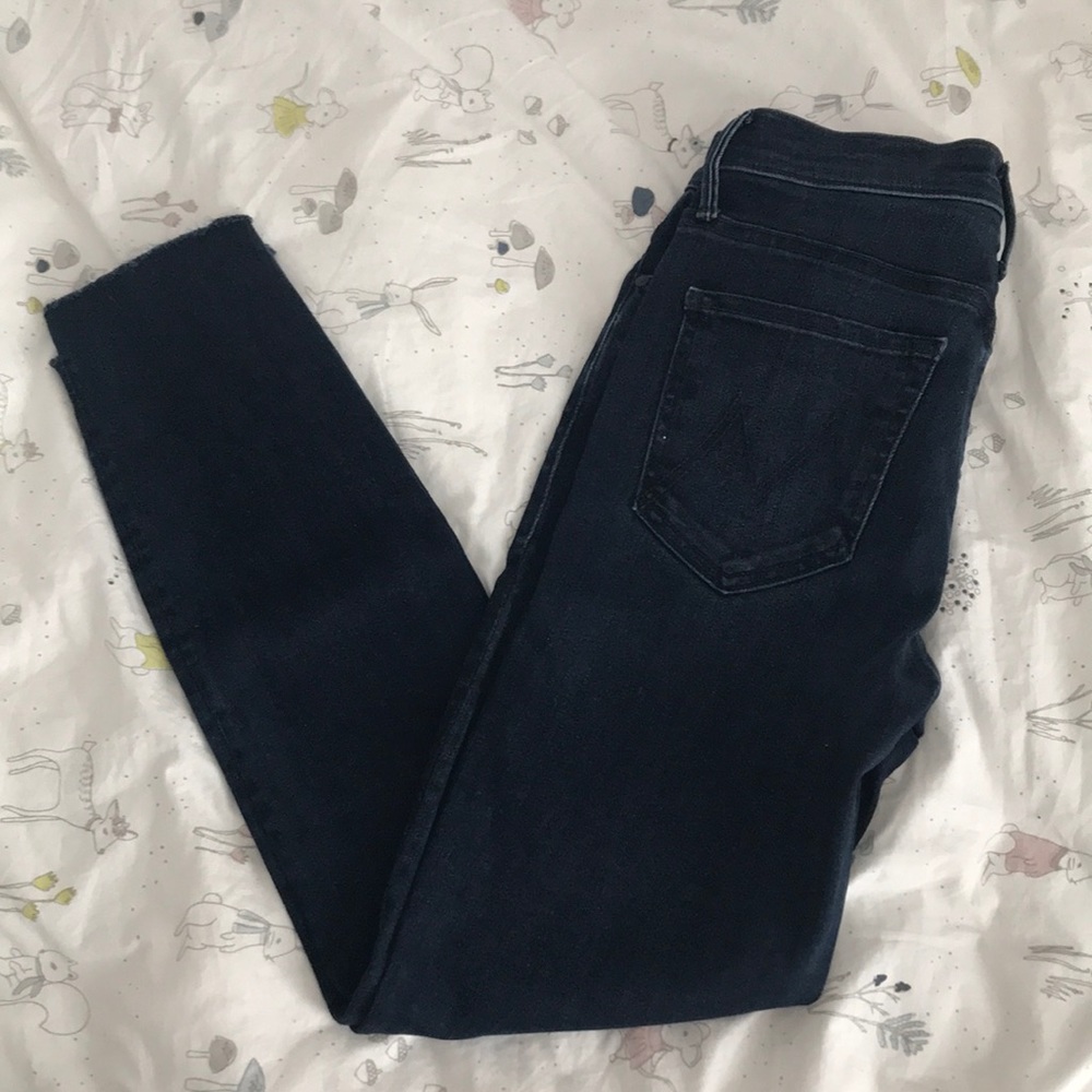 Dark wash high waisted ankle Mother jeans